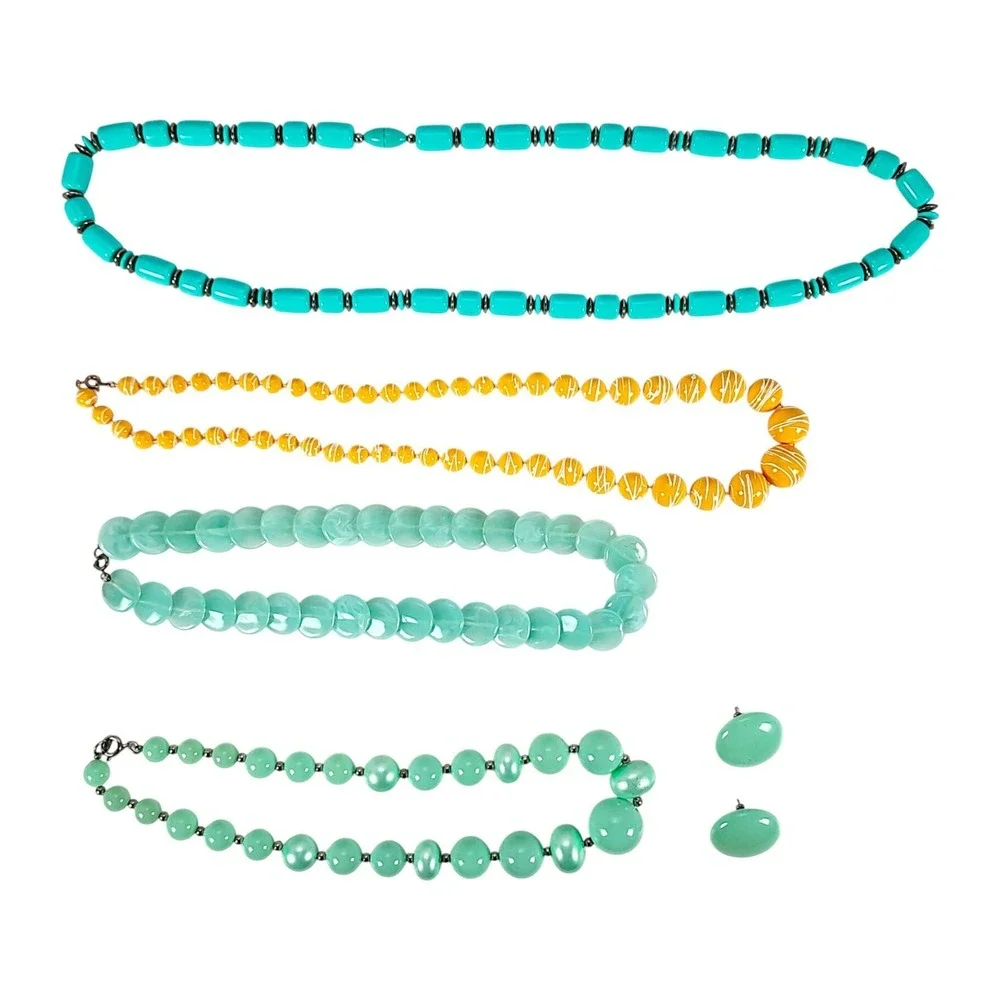 Vtg & Modern Crafting Necklaces Earrings Women's Jewelry Lot of 5 Pieces 8 oz